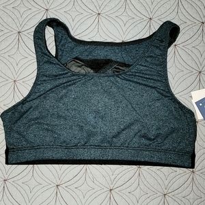 NWT Motionwear Athletic Bra Top, blue/black, size Adult Large